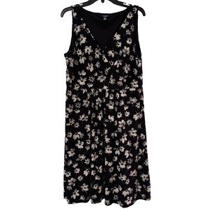Chaps | EUC Black and White Floral Midi Dress Size XL